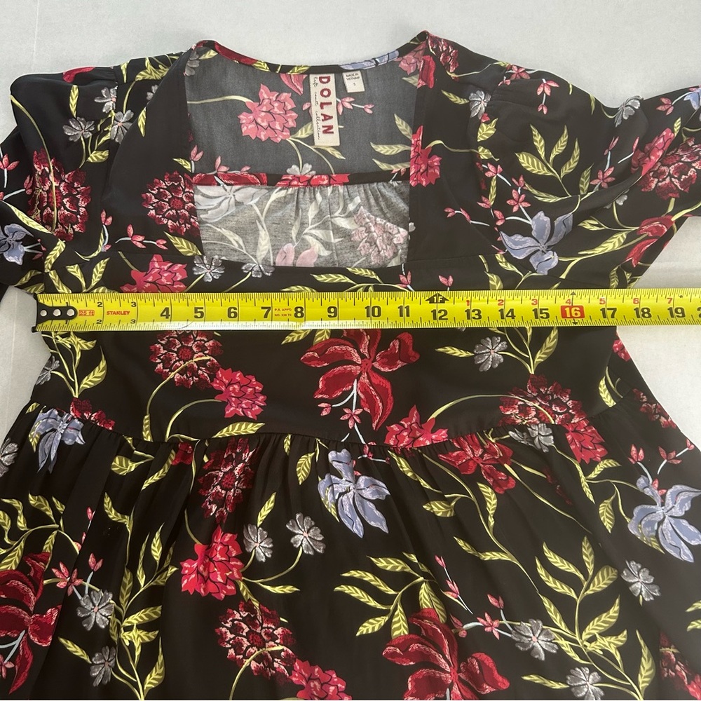 Left Coast Dolan babydoll top Black Floral Square neck womens Size Small boho - Picture 9 of 16